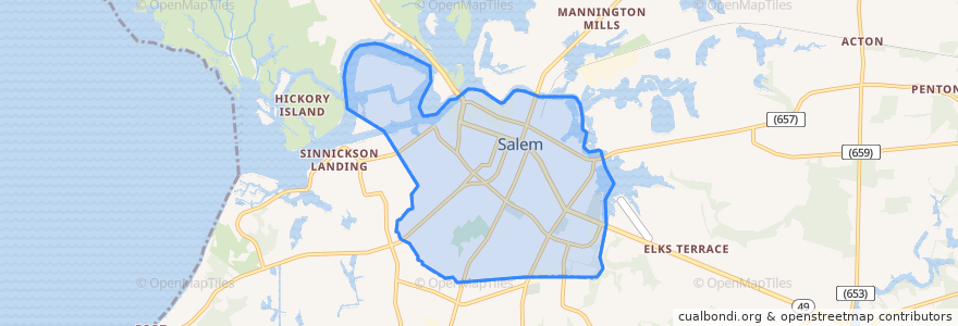 Mapa de ubicacion de Salem.