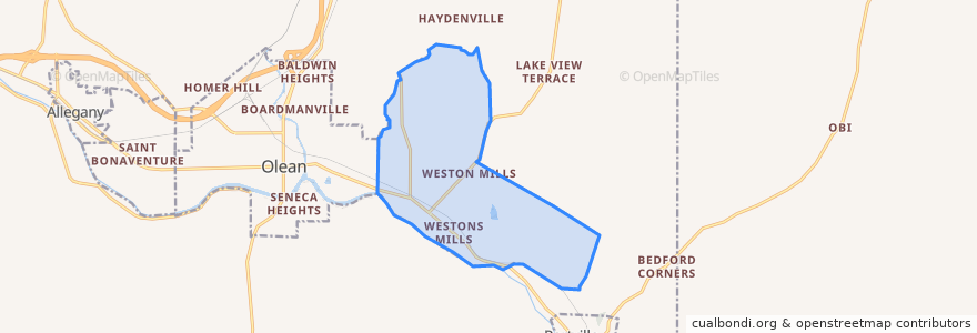 Mapa de ubicacion de Weston Mills.