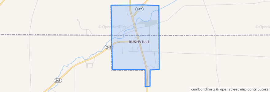 Mapa de ubicacion de Rushville.