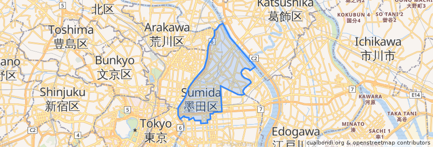 Mapa de ubicacion de Sumida.