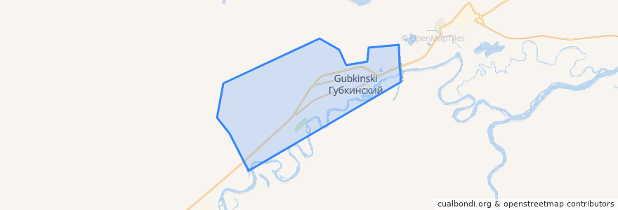 Mapa de ubicacion de グブキンスキー管区.