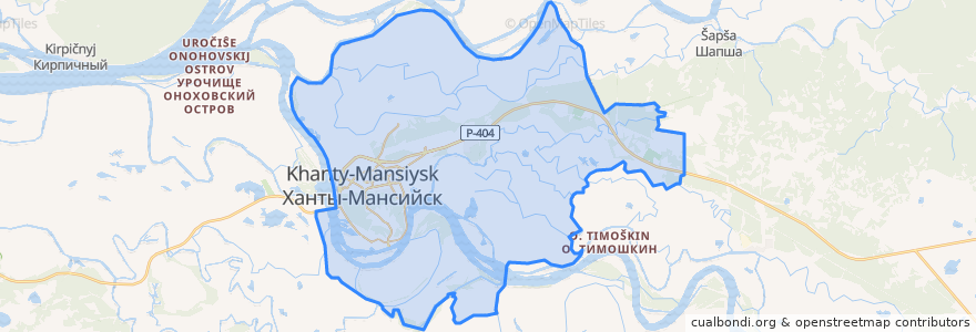 Mapa de ubicacion de городской округ Ханты-Мансийск.