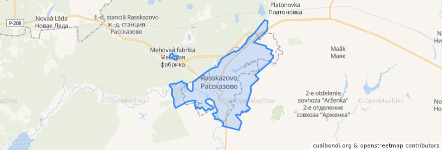 Mapa de ubicacion de городской округ Рассказово.
