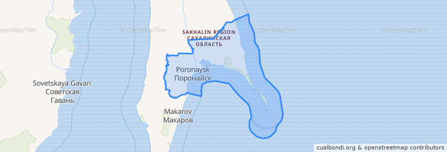 Mapa de ubicacion de Поронайский городской округ.