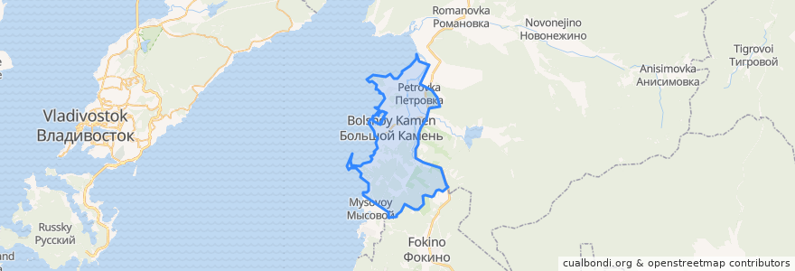 Mapa de ubicacion de городской округ Большой Камень.
