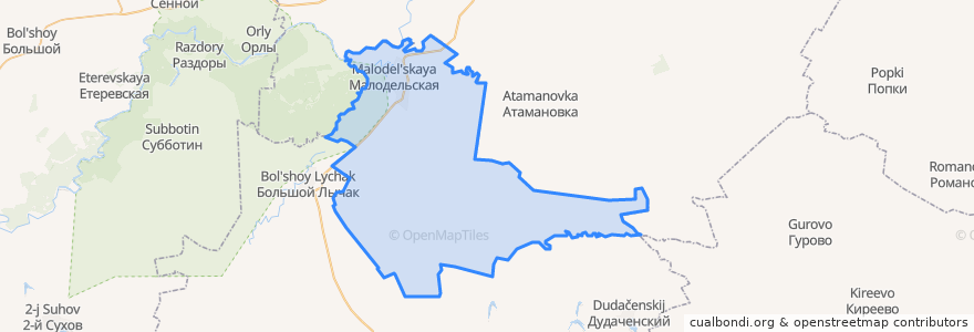 Mapa de ubicacion de Малодельское сельское поселение.