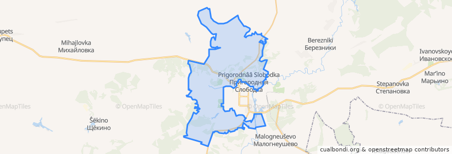 Mapa de ubicacion de Пригородненский сельсовет.