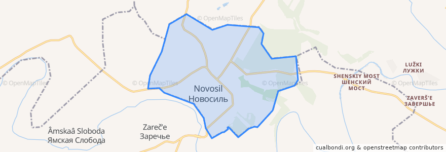 Mapa de ubicacion de городское поселение Новосиль.