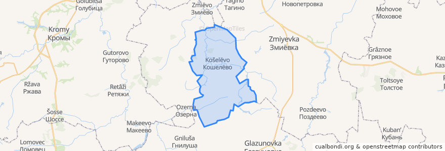 Mapa de ubicacion de Кошелёвское сельское поселение.