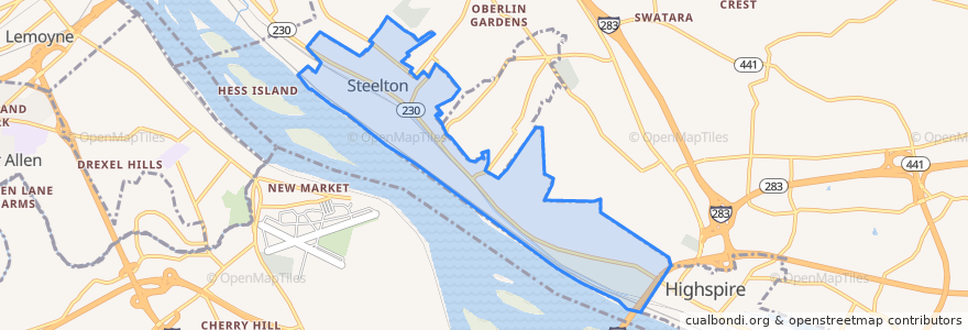 Mapa de ubicacion de Steelton.