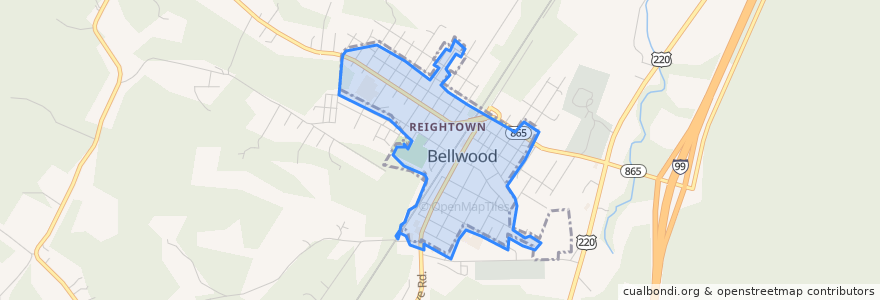 Mapa de ubicacion de Bellwood.