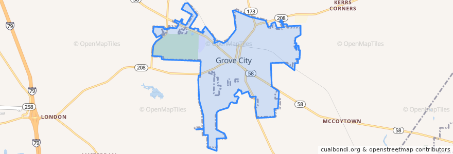 Mapa de ubicacion de Grove City.