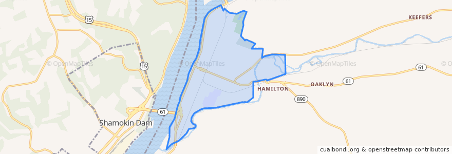 Mapa de ubicacion de Sunbury.