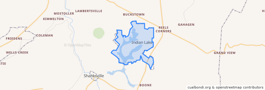 Mapa de ubicacion de Indian Lake.