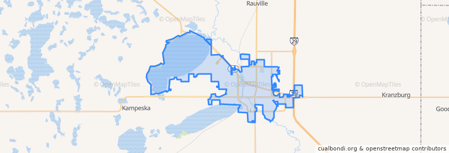 Mapa de ubicacion de Watertown.