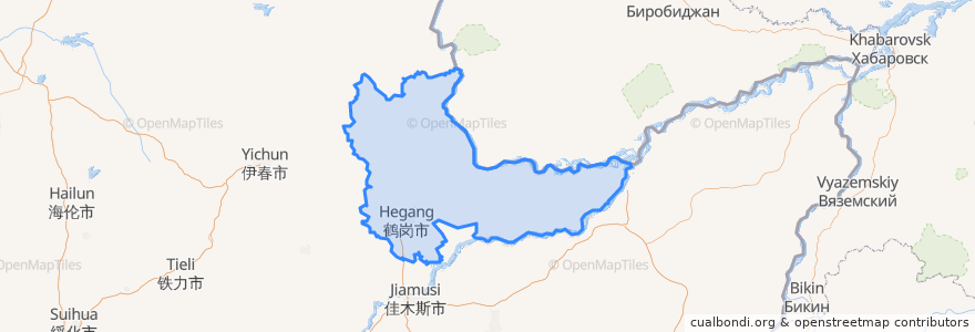 Mapa de ubicacion de Hegang City.
