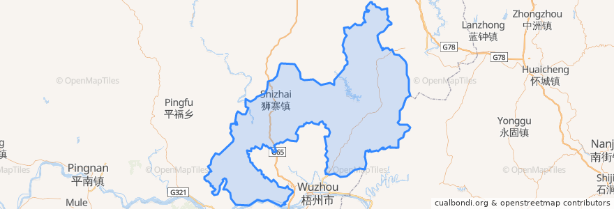 Mapa de ubicacion de Xian de Cangwu.