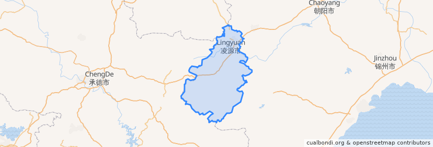 Mapa de ubicacion de Lingyuan City.