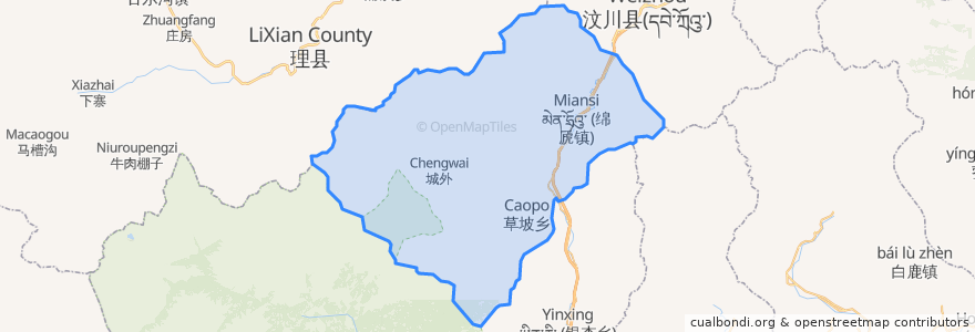 Mapa de ubicacion de 绵虒镇.