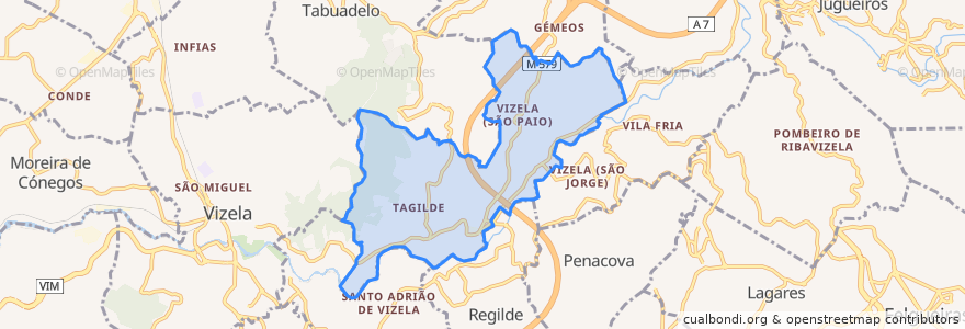 Mapa de ubicacion de Tagilde e Vizela (São Paio).