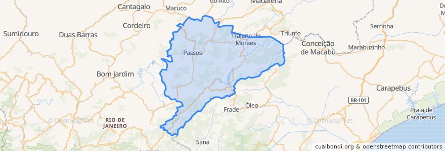 Mapa de ubicacion de Trajano de Moraes.