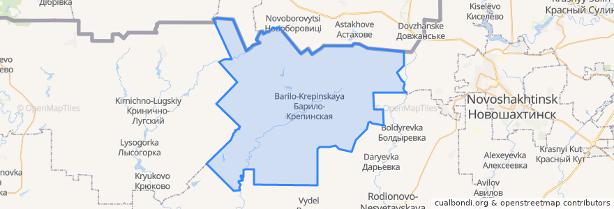 Mapa de ubicacion de Барило-Крепинское сельское поселение.