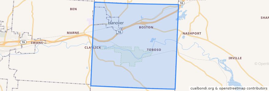 Mapa de ubicacion de Hanover Township.