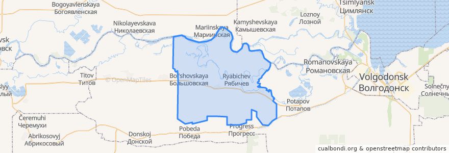 Mapa de ubicacion de Рябичевское сельское поселение.