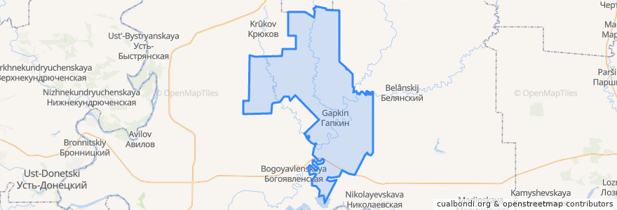 Mapa de ubicacion de Гапкинское сельское поселение.