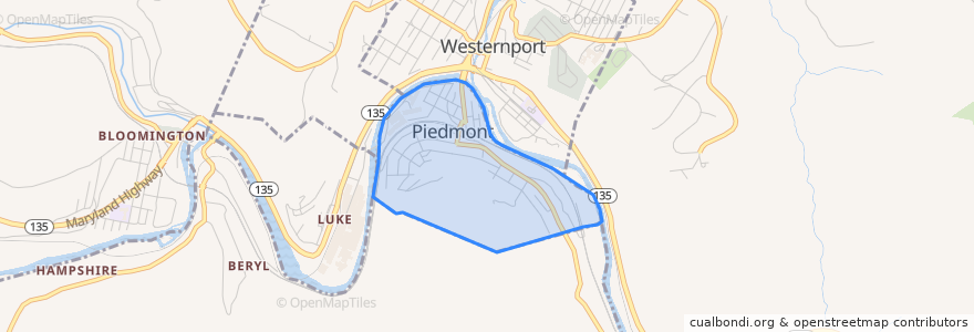 Mapa de ubicacion de Piedmont.