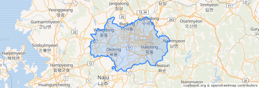 Mapa de ubicacion de Кванджу.