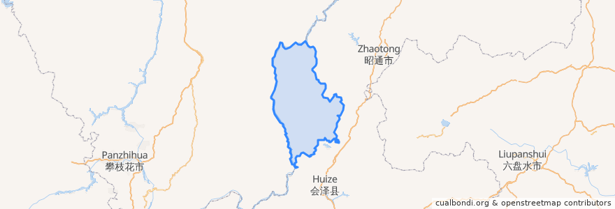 Mapa de ubicacion de Qiaojia County.