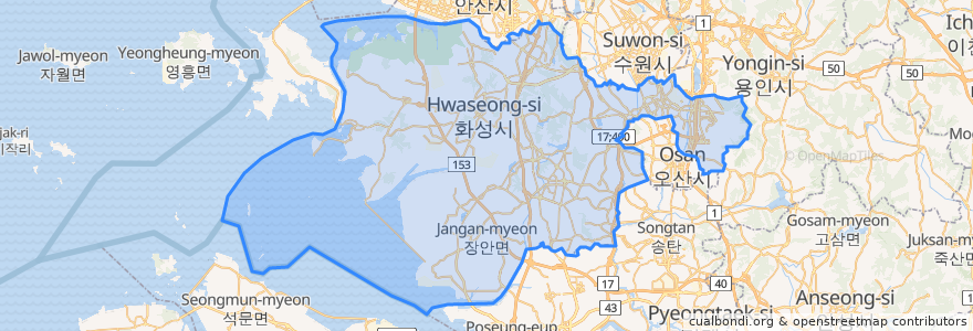 Mapa de ubicacion de 華城市.