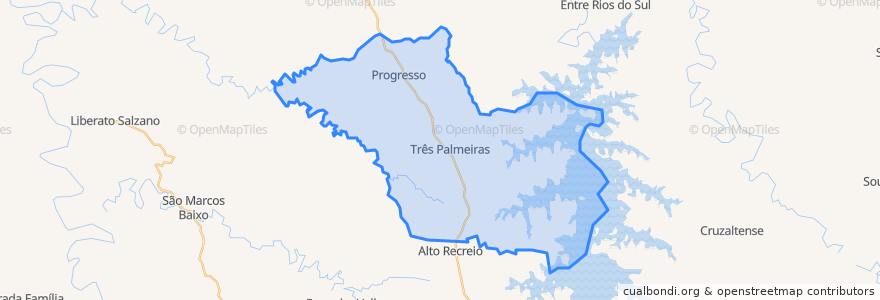 Mapa de ubicacion de Três Palmeiras.