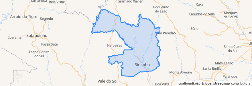 Mapa de ubicacion de Sinimbu.