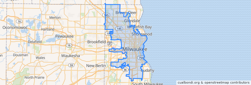 Mapa de ubicacion de 密尔沃基.