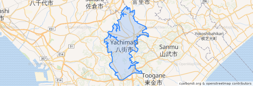 Mapa de ubicacion de 八街市.