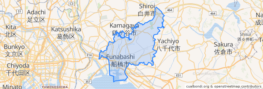 Mapa de ubicacion de Funabashi.