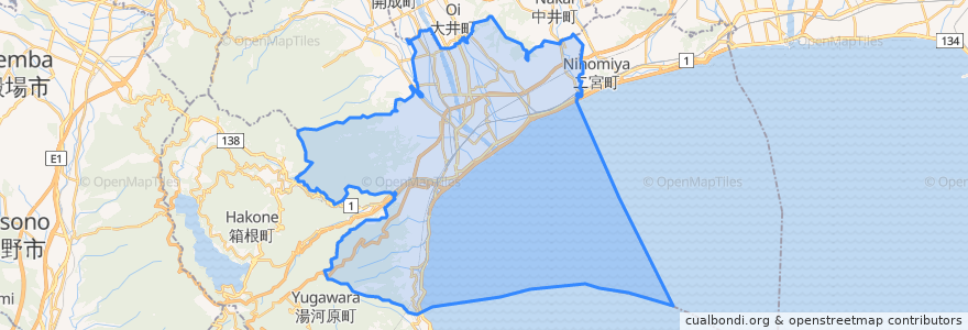 Mapa de ubicacion de Odawara.
