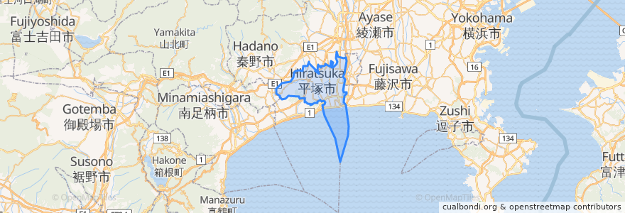 Mapa de ubicacion de Hiratsuka.