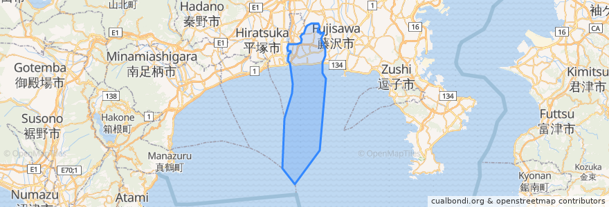 Mapa de ubicacion de Chigasaki.
