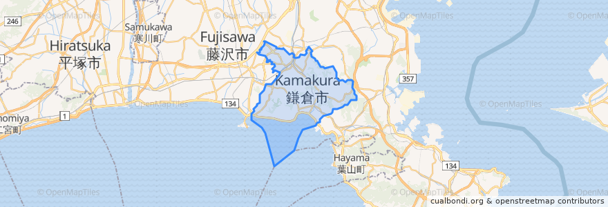 Mapa de ubicacion de Kamakura.