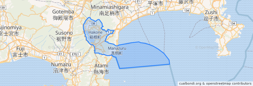 Mapa de ubicacion de Ashigarashimo County.
