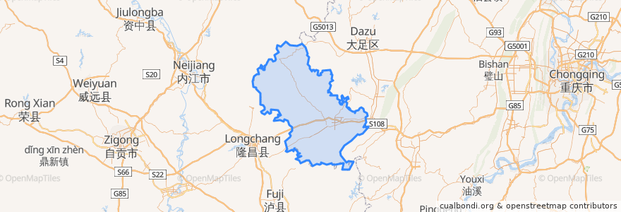 Mapa de ubicacion de Rongchang District.