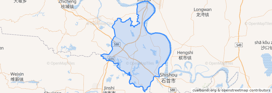 Mapa de ubicacion de Gong'an County.