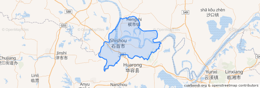 Mapa de ubicacion de Shishou City.