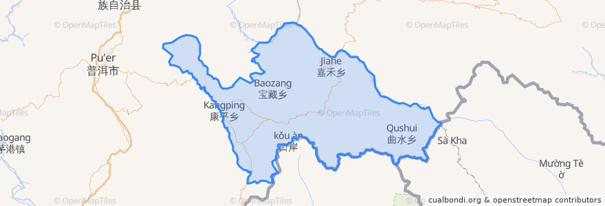 Mapa de ubicacion de Jiangcheng Hani and Yi Autonomous County.