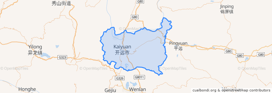 Mapa de ubicacion de 开远市.