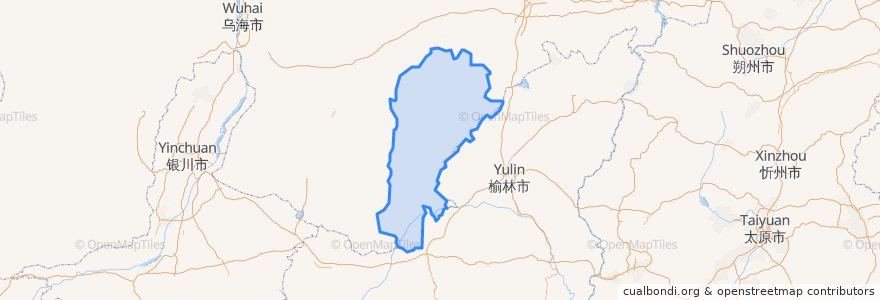 Mapa de ubicacion de 乌审旗 ᠦᠦᠰᠢᠨ ᠬᠣᠰᠢᠭᠤ.