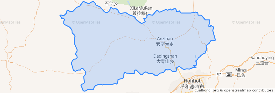 Mapa de ubicacion de 武川县 ᠦᠴᠤᠸᠠᠨ ᠰᠢᠶᠠᠨ.